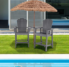 Load image into Gallery viewer, Heavy Duty Comfortable 2 Piece HDPE Tall Patio Adirondack Chair With Middle Connecting Tray | Umbrella Hole | Barstools | Easy Assembly | Waterproof