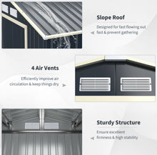 Load image into Gallery viewer, Super Duty 11x8 Ft Metal Storage Shed For Garden, Tools, | 2 Lockable Sliding Doors | Weather Resistant | 4 Air Vents | Slope Roof | Patio