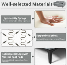 Load image into Gallery viewer, Heavy Duty Comfortable Modern Love Seat Sofa Couch With Side Storage Pocket | Thick Cushions | Wide Armrests