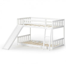 Load image into Gallery viewer, Very Elegant Heavy Duty Natural Pine Wood Twin Over Twin Bunk Bed Wooden Low Bed With Side Ladder For Children | Cool Slide