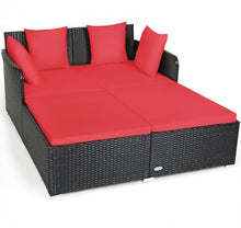 Load image into Gallery viewer, Very Relaxing XXL Spacious Outdoor Rattan Patio Day Bed | Upholstered Extremely Comfortable Cushions, Pillows | Sectional Furniture Set