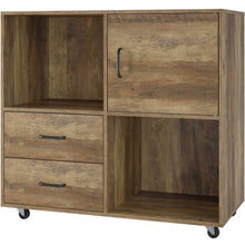 Load image into Gallery viewer, Elegant Wooden File Cabinet, Lateral Filing Cabinet Printer Stand W Wheels, 2 Drawers, Storage Shelves, Door Cabinet for Home, Office