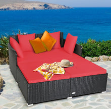 Load image into Gallery viewer, Very Relaxing XXL Spacious Outdoor Rattan Patio Day Bed | Upholstered Extremely Comfortable Cushions, Pillows | Sectional Furniture Set