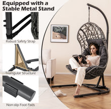 Load image into Gallery viewer, Relaxing Heavy Duty Egg Patio Chair With Stand PE Rattan Swing Hammock Chair With Soft Pillow, Cushion | Holds 350lbs