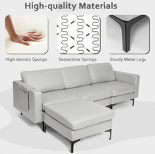 Load image into Gallery viewer, Elegant Modern Heavy Duty Comfortable L-Shaped Sectional Sofa Couch With Reversible Chaise | 2 USB-Ports | Thick Seat Cushions | Ottoman