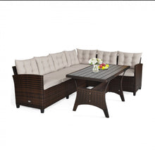 Load image into Gallery viewer, Elegant Comfortable Heavy Duty 3-Piece Hand-Woven Rattan, Wicker Outdoor Patio Sofa Furniture Set With Dining Table