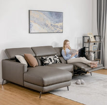 Load image into Gallery viewer, Heavy Duty Elegant Comfortable Leather Air Power Reclining Sectional Sofa Couch With Adjustable Headrests | Electric Recliner | Modern