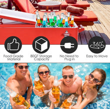 Load image into Gallery viewer, Heavy Duty Cool Red Portable Patio Cooler Cart With Side Bottle Opener, Cap Catcher| 80QT | BBQ | Camping | Gatherings | Drain Plug | Wheels