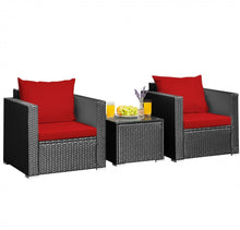Load image into Gallery viewer, Heavy Duty Steel Frame Modern Beautiful 3-Piece Patio Furniture Wicker Rattan Conversation, Relaxing Set With Thick Comfy Cushions, 5 Colours