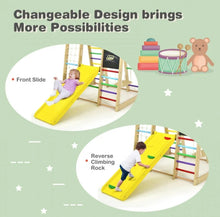 Load image into Gallery viewer, Super Fun 8-in-1 Heavy Duty Climber Playground Play-set For Kids With Slide | Climbing Net | Slide | Rock Climbing | Monkey Bars | Abacus Game | Swing | Drawing Board