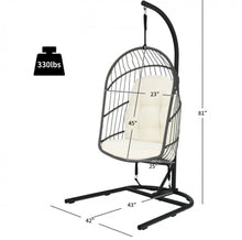 Load image into Gallery viewer, 2025 Super Cool Patio Hanging Wicker Egg Chair | Holds 300lbs | With Stand & Cushion | Indoor Or Outdoor | Thick and Soft Comfy Cushions | Heavy Duty