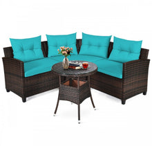 Load image into Gallery viewer, Very Comfortable 4 Piece Outdoor Patio Cushioned Rattan Furniture Sofa Set | Multipurpose | Heavy Duty Rattan | In 3 Colours