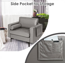 Load image into Gallery viewer, Elegant Modern Accent Chair Couch With Bolster And Side Storage Pocket | Thick Cushions | Heavy Duty Holds 660lbs | Suede Or Leather Or Lint Fabric