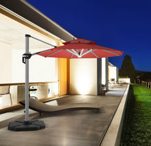 Load image into Gallery viewer, Heavy Duty Aluminum Solar Power LED Light Patio Cantilever Umbrella 10Ft Without Weight Base