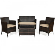 Load image into Gallery viewer, Very Elegant & Relaxing 4 Piece Outdoor Rattan / Wicker Sofa Patio Set With Heavy Duty Glass Coffee Table