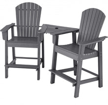 Load image into Gallery viewer, Heavy Duty Comfortable 2 Piece HDPE Tall Patio Adirondack Chair With Middle Connecting Tray | Umbrella Hole | Barstools | Easy Assembly | Waterproof
