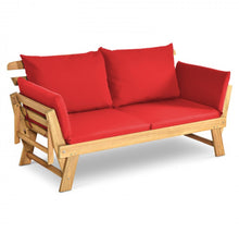 Load image into Gallery viewer, Very Relaxing 3 Adjustable Positions Outdoor Patio, Indoor Convertible Heavy Duty Sofa Couch With Thick Cushions | Acacia Wood
