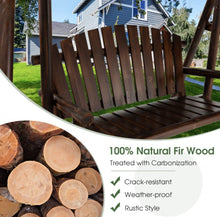 Load image into Gallery viewer, Heavy Duty Natural Fir Wood 2-Person Patio Outdoor Porch Swing  | Adjustable Canopy | Holds 530lbs | Waterproof | Fade Resistant | Side Table