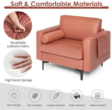Load image into Gallery viewer, Elegant Modern Accent Chair Couch With Bolster And Side Storage Pocket | Thick Cushions | Heavy Duty Holds 660lbs | Suede Or Leather Or Lint Fabric
