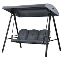 Load image into Gallery viewer, Elegant Outdoor Patio 3-Seater Porch Swing With Adjustable Cushions & Canopy | Spacious Sitting Space | Holds 710lbs | Sun Shade