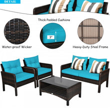 Load image into Gallery viewer, Elegant 4-Piece Patio Conversation Set Outdoor Rattan Wicker Furniture With Comfy Cushions | Easy Assembly | Heavy Duty