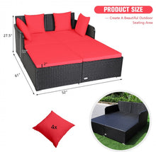 Load image into Gallery viewer, Very Relaxing XXL Spacious Outdoor Rattan Patio Day Bed | Upholstered Extremely Comfortable Cushions, Pillows | Sectional Furniture Set