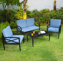 Load image into Gallery viewer, Heavy Duty Very Comfortable Aluminum Frame 8 Seater 4 Piece Patio Furniture Set Thick Cushioned Sofa | Weatherproof | Easy Set up
