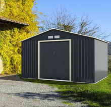 Load image into Gallery viewer, Super Duty 11x8 Ft Metal Storage Shed For Garden, Tools, | 2 Lockable Sliding Doors | Weather Resistant | 4 Air Vents | Slope Roof | Patio