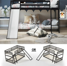 Load image into Gallery viewer, Very Elegant Heavy Duty Natural Pine Wood Twin Over Twin Bunk Bed Wooden Low Bed With Side Ladder For Children | Cool Slide