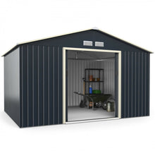 Load image into Gallery viewer, Super Duty 11x8 Ft Metal Storage Shed For Garden, Tools, | 2 Lockable Sliding Doors | Weather Resistant | 4 Air Vents | Slope Roof | Patio