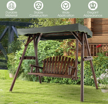 Load image into Gallery viewer, Heavy Duty Natural Fir Wood 2-Person Patio Outdoor Porch Swing  | Adjustable Canopy | Holds 530lbs | Waterproof | Fade Resistant | Side Table