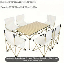Load image into Gallery viewer, Heavy Duty Portable Foldable Table & Chair Set For Outdoors, Indoors, Patio Furniture, Picnic, Camping, Fishing, EggRoll Table, Travel Set, Seats 6
