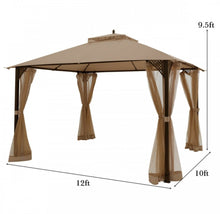 Load image into Gallery viewer, Elegant Heavy Duty Sturdy Design 12x10 FT Outdoor Double Top Patio Gazebo With Netting | Double Vented Roof | Sun-Proof & Waterproof Design