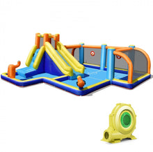 Load image into Gallery viewer, Super Fun Massive Inflatable Soccer Theme Bouncy Park Water Slide,Climbing,735W Blower,Soccer Ball,Carry Bag,Hose,Balls,Repair Kit,Water Cannon,