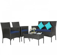 Load image into Gallery viewer, Super Relaxing 4 Piece Rattan Cushioned Sofa Patio Furniture Set With Heavy Duty Glass Coffee Table
