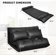 Load image into Gallery viewer, Heavy Duty Modern Foldable PU Leather Leisure Floor Comfortable Sofa Bed With 2 Thick Comfy Pillows | 3-in-1 Design | 5 Adjustable Positions