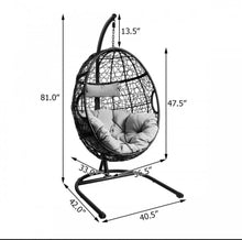 Load image into Gallery viewer, Outdoor / Indoor Patio Egg Swing Chair W/ Stand, Cushion, Pole, Basket - Heavy Duty Chair | Very Comfy Cushions | Hammock | Comes In 2 Colours | Holds 250lbs