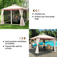 Load image into Gallery viewer, Very Elegant 10x10ft 2-Tier Vented Metal Gazebo Canopy With Mosquito Netting For Patio | Heavy Duty | Dual Roof