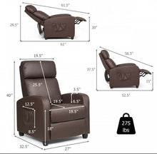 Load image into Gallery viewer, Heavy Duty Comfortable Massage Recliner Chair Wingback Single Chair With Side Pocket, Remote | 8 Massage Modes