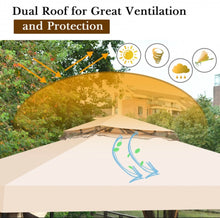 Load image into Gallery viewer, Very Elegant 10x10ft 2-Tier Vented Metal Gazebo Canopy With Mosquito Netting For Patio | Heavy Duty | Dual Roof