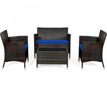 Load image into Gallery viewer, Very Elegant & Relaxing 4 Piece Outdoor Rattan / Wicker Sofa Patio Set With Heavy Duty Glass Coffee Table