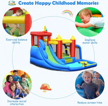 Load image into Gallery viewer, Super Cool & Fun 7-in-1 Inflatable Bouncy House Splash Pool | Water Slide | Jump Area | Climb Wall | Ball Shoot | Soccer | Water Cannon | W 740W Blower