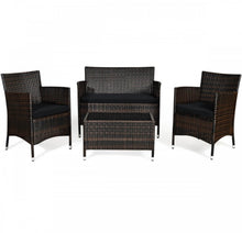 Load image into Gallery viewer, Very Elegant & Relaxing 4 Piece Outdoor Rattan / Wicker Sofa Patio Set With Heavy Duty Glass Coffee Table