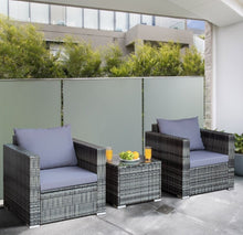 Load image into Gallery viewer, Heavy Duty Elegant Very Comfortable 3 Piece Patio Rattan Furniture Bistro Sofa Couch Set With Thick Cushions