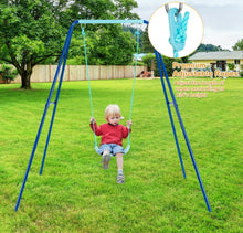 Load image into Gallery viewer, Super Fun Heavy Duty Outdoor Kids Swing Set | Strong Frame | Ground Stakes | Easy Assembly | Holds 110lbs | Great For Any Playground