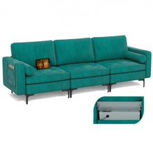 Load image into Gallery viewer, Heavy Duty Elegant & Modern Very Comfortable 3-Seater Sofa Couch With USB Socket Ports, Side Storage Pocket | Beautiful Armrest | Side Bolsters | Thick Cushions