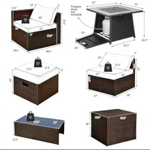 Load image into Gallery viewer, Elegant 9 Pieces Patio PE Wicker Patio Furniture Sectional Set | 50,000 BTU Fire Pit Table | 6 Colours | Storage | Cover | Very Comfortable