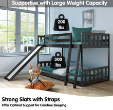 Load image into Gallery viewer, Very Elegant Heavy Duty Natural Pine Wood Twin Over Twin Bunk Bed Wooden Low Bed With Side Ladder For Children | Cool Slide