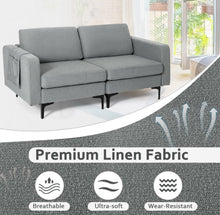 Load image into Gallery viewer, Heavy Duty Comfortable Modern Love Seat Sofa Couch With Side Storage Pocket | Thick Cushions | Wide Armrests