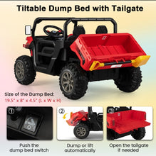 Load image into Gallery viewer, 2025 Upgraded 24V Dump Truck Kids Ride On Car | Up To 8-10KPH | 2 Seater | Switch For Dump Bed | Open Tailgate | Music | 2 Of 20000 RPM Motors | Remote